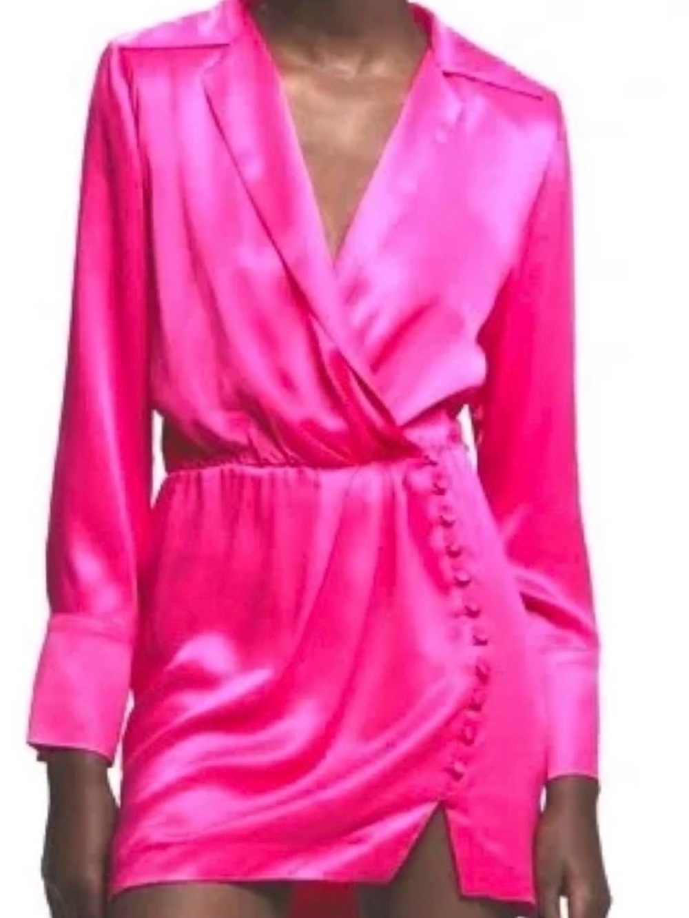 ZARA 🩷 Satin Shirtdress with Button Detail